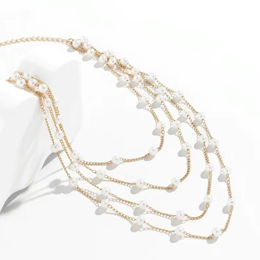 Temperament Faux Pearl Multilayer Necklace Chain - Picture 3 of 4